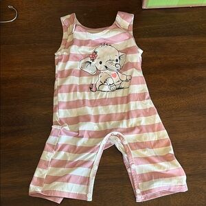 Pink and White Striped Elephant Romper